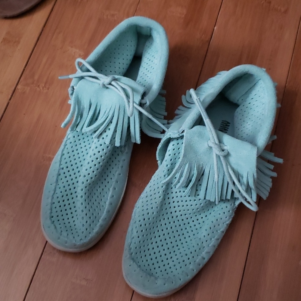 Fringe mint color  Moccasins